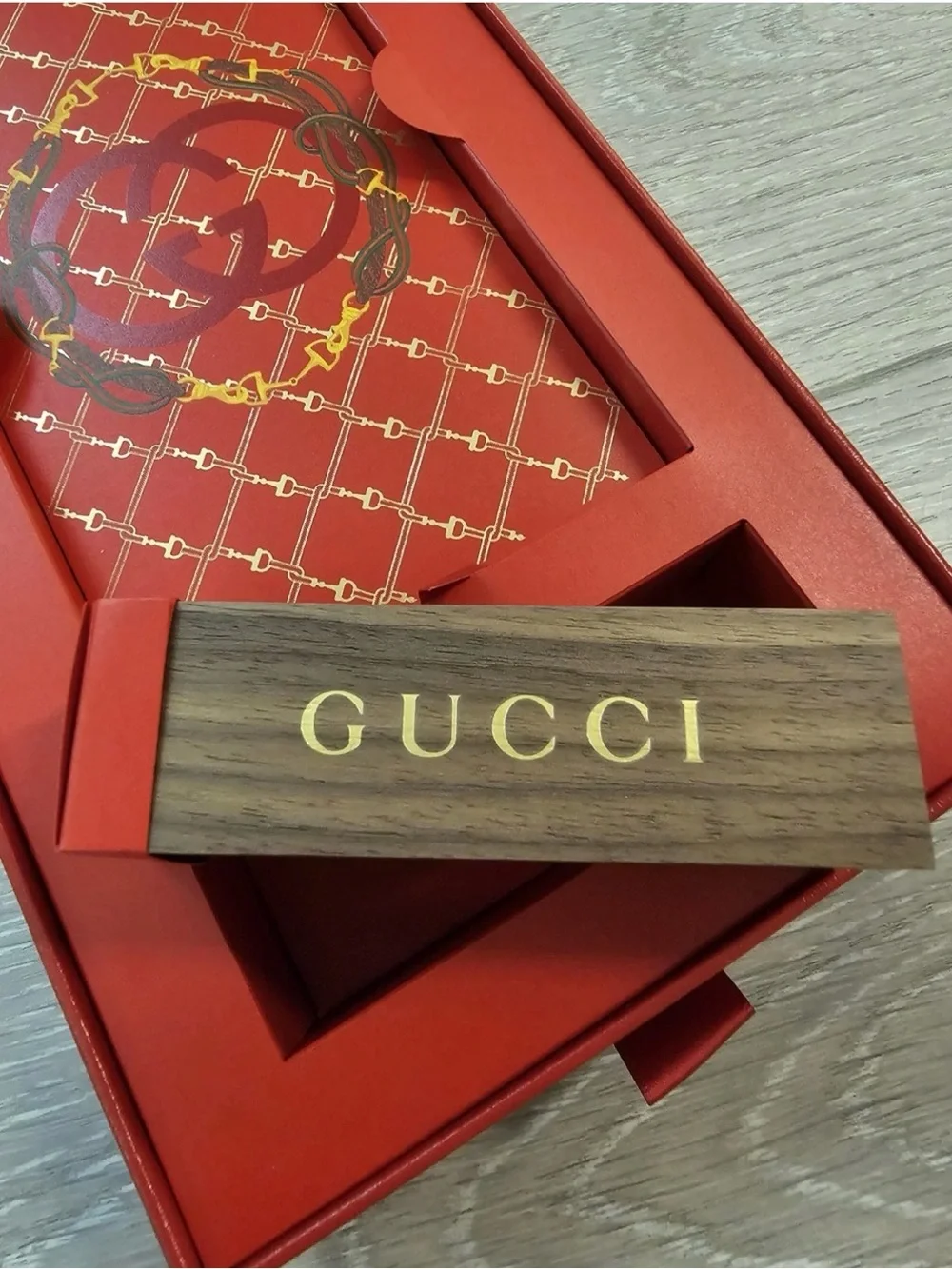Gucci Red and Gold Luxury Home Office Stationery Box